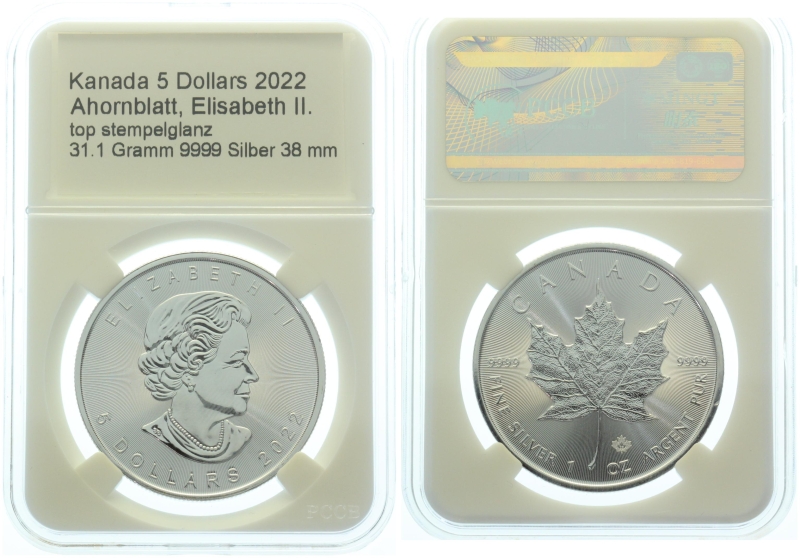 Kanada 5 Dollars 2022 Maple Leaf - 1 Unze Feinsilber